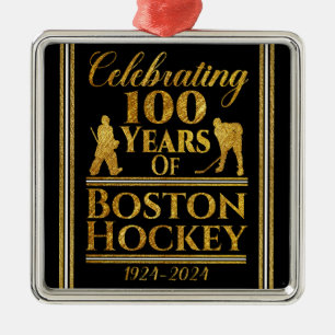 Ornement Carré Argenté 100 Ans De Hockey À Boston