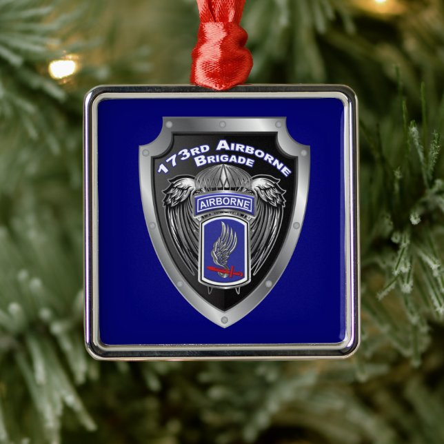 Ornement Carré Argenté 173rd Airborne Brigade Christmas (Arbre)