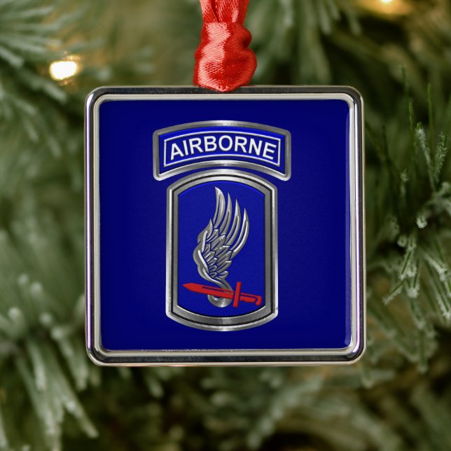 Ornement Carré Argenté 173rd Airborne Brigade Christmas (Arbre)
