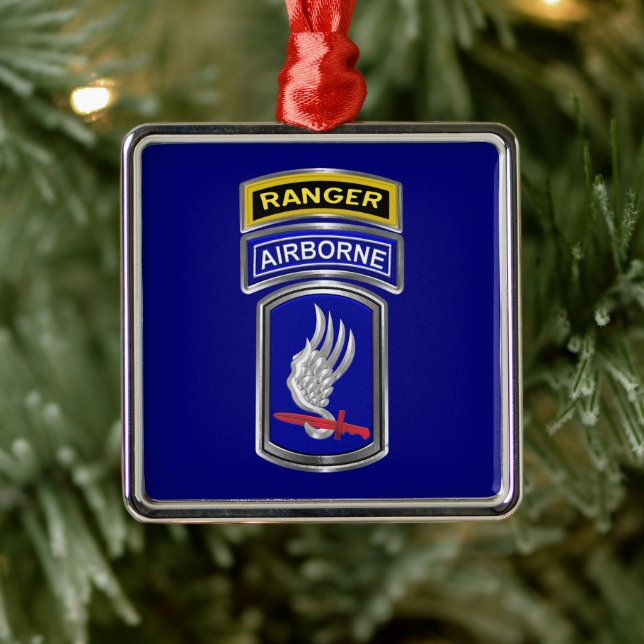 Ornement Carré Argenté 173rd Airborne Brigade Ranger Christmas (Arbre)