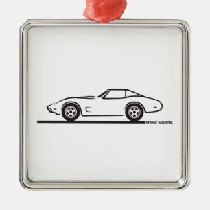Ornement Carré Argenté 1974 1975 1976 1978 Chevrolet Corvette Hard Top T