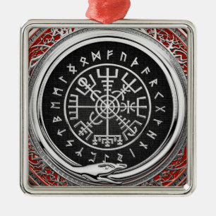 Ornement Carré Argenté [200] Vegvisir - Viking Silver Magic Runic Compass