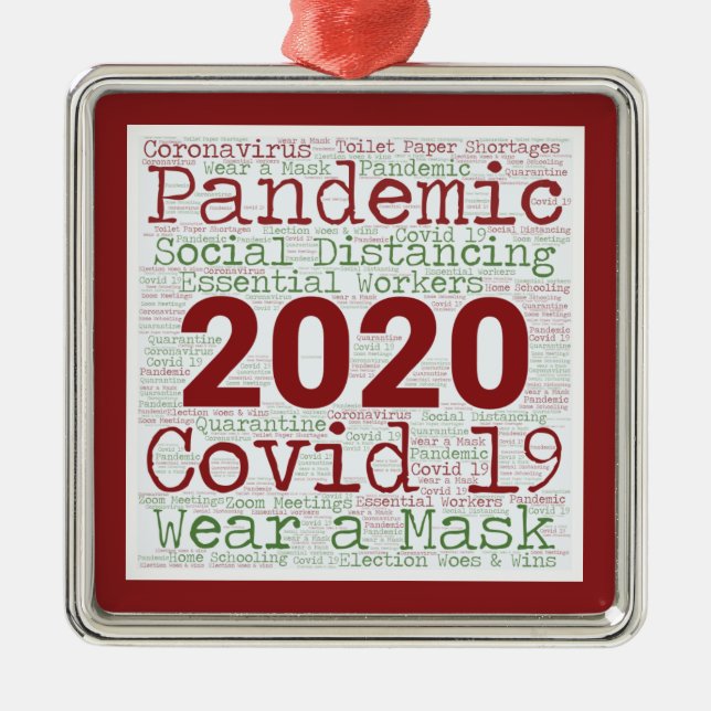 Ornement Carré Argenté 2020 Crazy Year Memories (Devant)