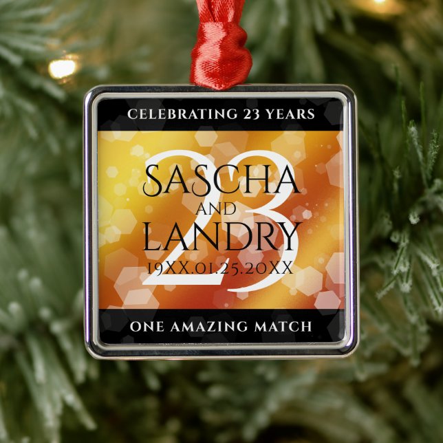 Ornement Carré Argenté 23e anniversaire de Mariage de Topaz impérial (Arbre)