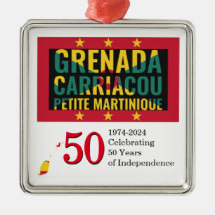 Ornement Carré Argenté 50e anniversaire de l'indépendance du GRENADIAN 20