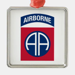 Ornement Carré Argenté 82nd Airborne Division Insignia Military Veteran