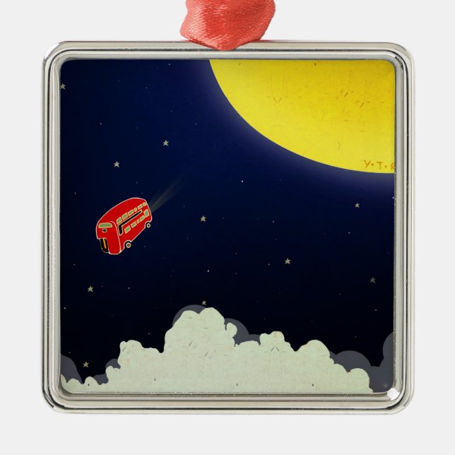 Ornement Carré Argenté À la lune (Devant)