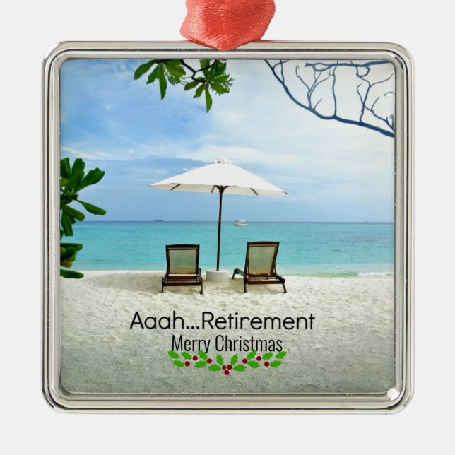 Ornement Carré Argenté Aaah...retraite...Joyeux Noël (Devant)