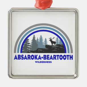 Ornement Carré Argenté Absaroka - Beartooth Wilderness Cerf arc-en-ciel