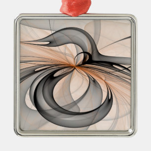 Ornement Carré Argenté Abstrait Anthracite Grey Sienna Art moderne fracta