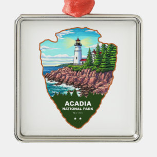 Ornement Carré Argenté Acadia National Park Maine Arrowhead
