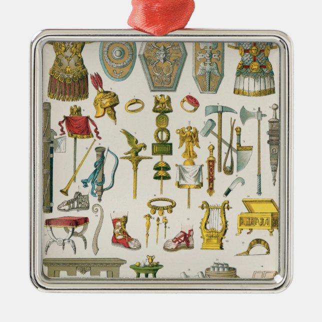 Ornement Carré Argenté Accessoires romains (Devant)