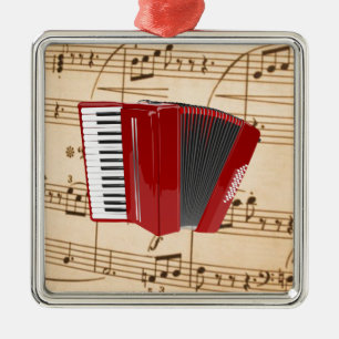 Ornement Carré Argenté Accordion : Accordion rouge, design populaire,