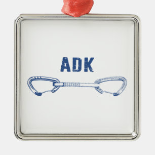 Ornement Carré Argenté Adirondacks Rock Escalade Quickdraw