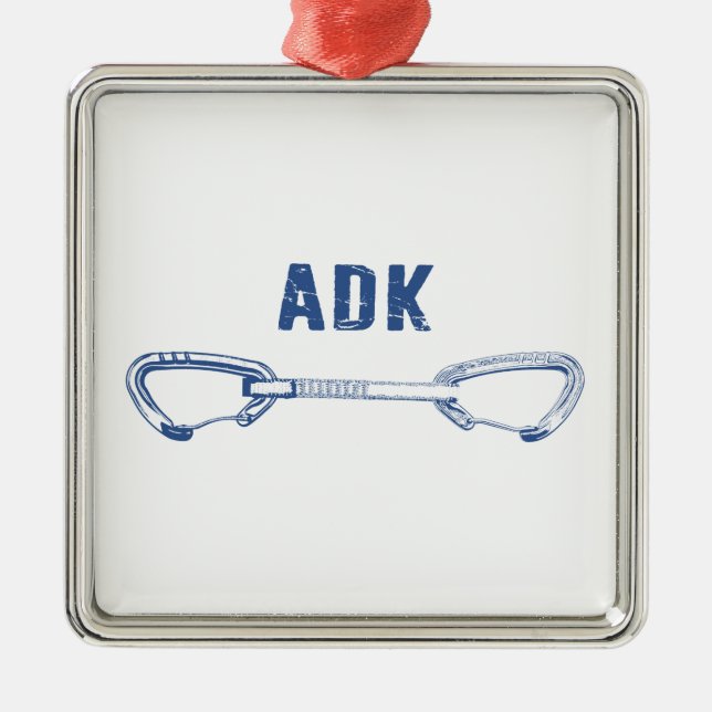 Ornement Carré Argenté Adirondacks Rock Escalade Quickdraw (Devant)