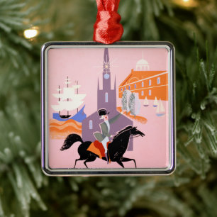 Ornement Carré Argenté Affiche De Voyage Pour Allegheny Airlines À Boston