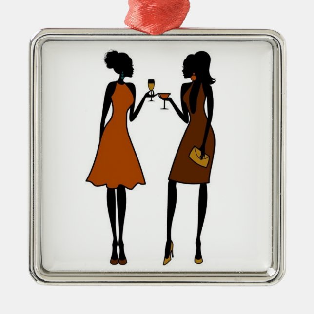 ORNEMENT CARRÉ ARGENTÉ **AFRICAIN AMERICAN** BEAU LADIE'S (Devant)