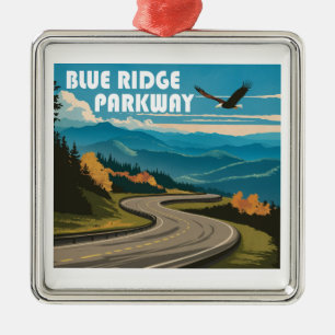 Ornement Carré Argenté Aigle Blue Ridge Parkway
