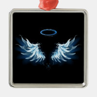 Ailes d'angle brillant bleu sur arrière - plan noi