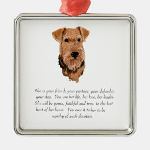 Ornement Carré Argenté Airedale, Welsh, Lakeland Terrier Souvenir