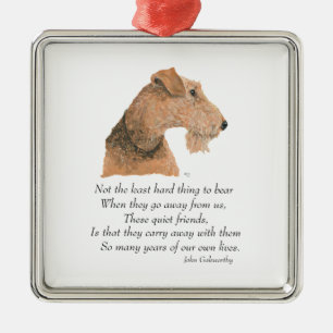 Ornement Carré Argenté Airedale, Welsh, Lakeland Terrier Souvenir