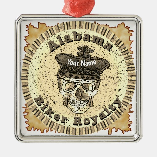 Ornement Carré Argenté Alabama Biker  (Devant)