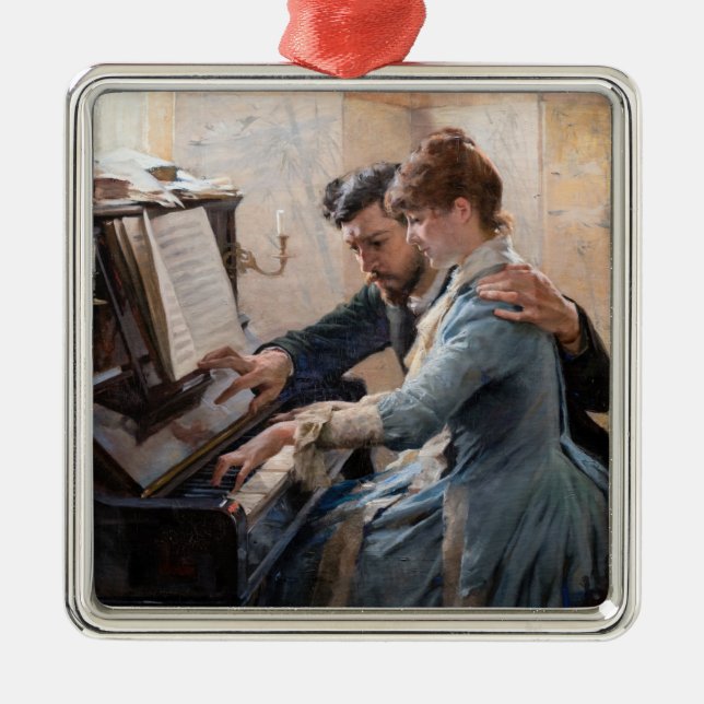 Ornement Carré Argenté Albert Edelfeel - Jouer au piano (Devant)