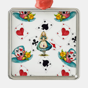 Ornement Carré Argenté Alice au pays des merveilles