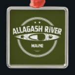Ornement Carré Argenté Allagash River Maine Kayak<br><div class="desc">La rivière Allagash est un affluent de la rivière Saint John,  d'une longueur d'environ 100 kilomètres,  dans le nord du Maine aux États-Unis.</div>