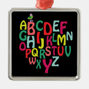 Ornement Carré Argenté Alphabet
