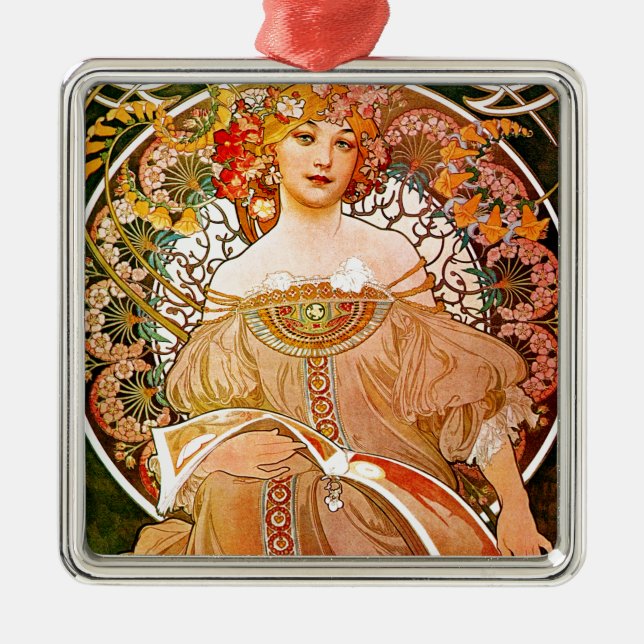 Ornement Carré Argenté Alphonse Mucha Dreaming (Devant)