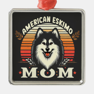 Ornement Carré Argenté American Eskimo Chien Maman - Tante amoureux des c