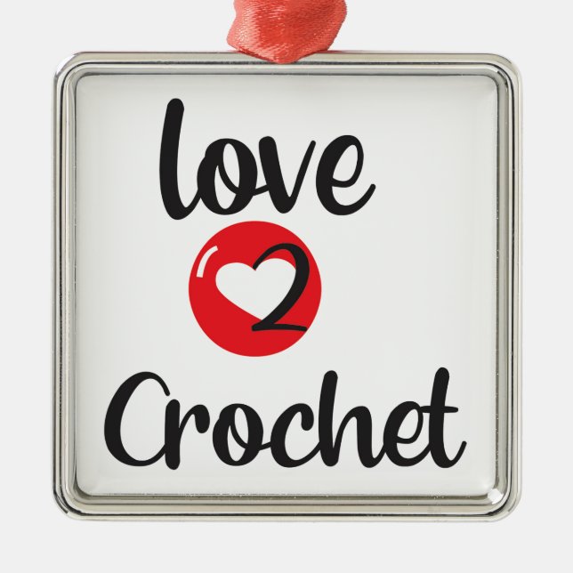 Ornement Carré Argenté Amour à Crochet (Devant)