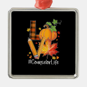 Ornement Carré Argenté Amour Conseiller Vie Feuilles Automne Saison Autom