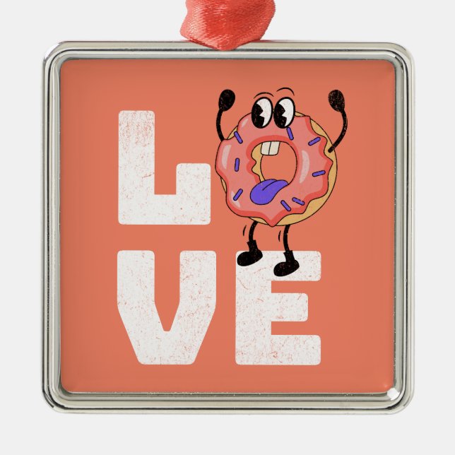 Ornement Carré Argenté Amour de Donut (Devant)