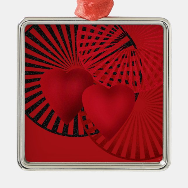 Ornement Carré Argenté Amour ,Mariage (Devant)