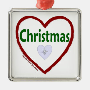 Ornement Carré Argenté Amour Noël