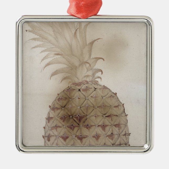 Ornement Carré Argenté Ananas, (Devant)