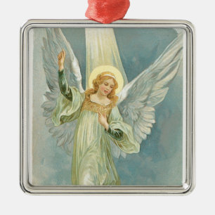 Ornement Carré Argenté Ange de Noël
