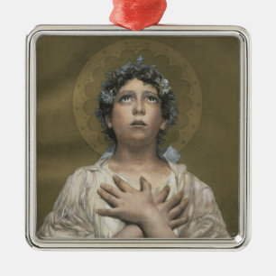 Ornement Carré Argenté Ange de Noël