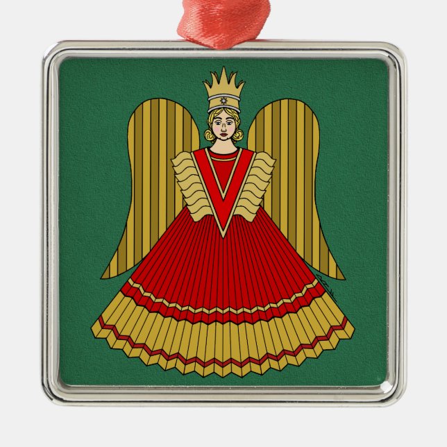 Ornement Carré Argenté Angel de Noël de Nuremberg (Devant)