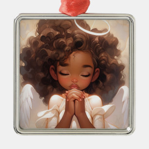 Ornement Carré Argenté Angélique Noir Angel Noël délice