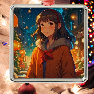 Ornement Carré Argenté Ani-mazing Noël Anime Pun