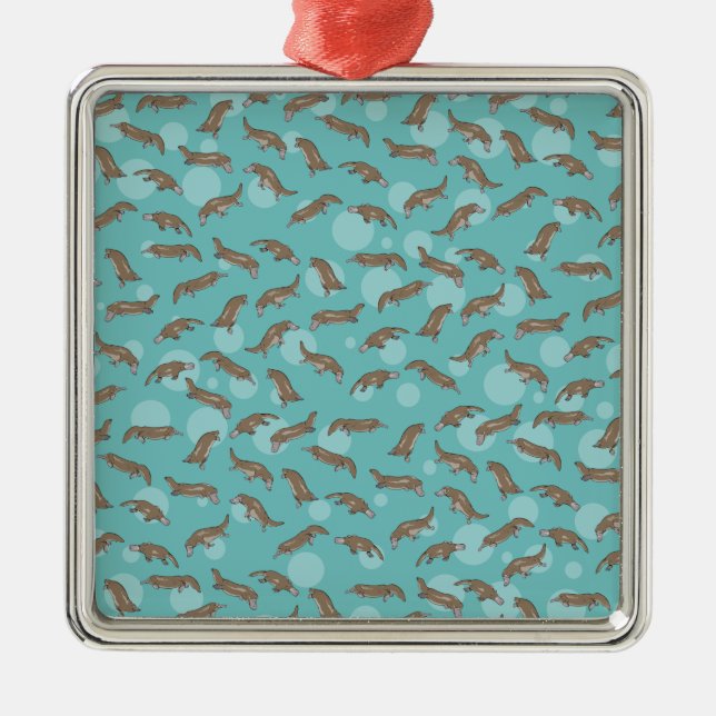 Ornement Carré Argenté Animal australien Platype (Devant)