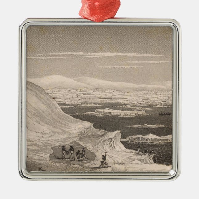 Ornement Carré Argenté Antarctique 2 (Devant)