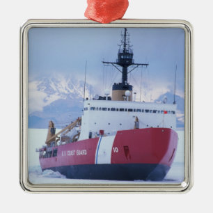Ornement Carré Argenté Antarctique, île de Ross, station McMurdo, USCG