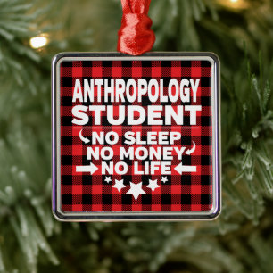 Ornement Carré Argenté Anthropologie Collège Étudiant Red Plaid Xmas
