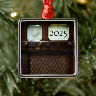 Ornement Carré Argenté Antique télévision et radio