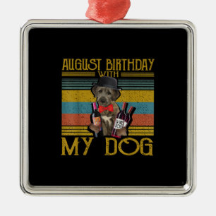 Ornement Carré Argenté Août Anniversaire Avec Mon Irlandais Wolfhound Dog