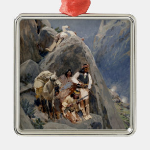 Ornement Carré Argenté Apache Tribe Fighting American Indian Wars